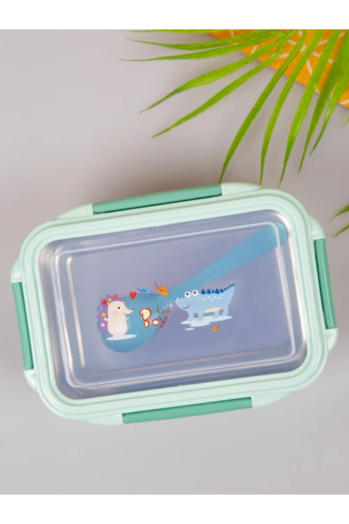 حافظة طعام بغطاء شفاف و ملعقة