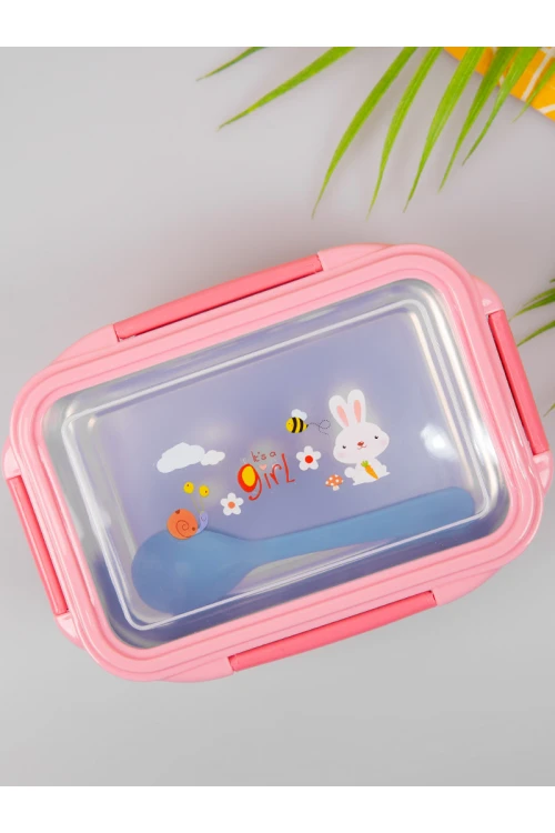 حافظة طعام بغطاء شفاف و ملعقة