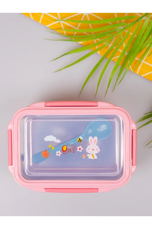 حافظة طعام بغطاء شفاف و ملعقة