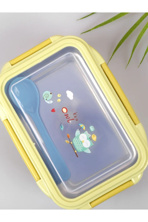 حافظة طعام بغطاء شفاف و ملعقة