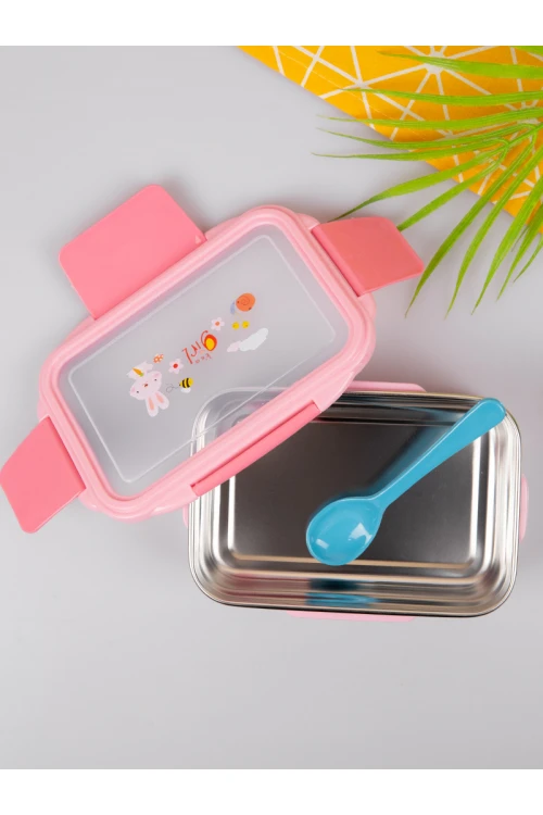 حافظة طعام بغطاء شفاف و ملعقة