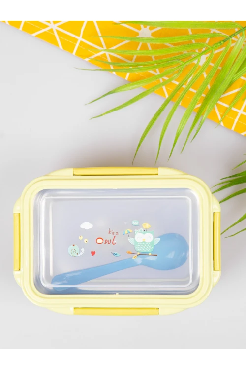 حافظة طعام بغطاء شفاف و ملعقة