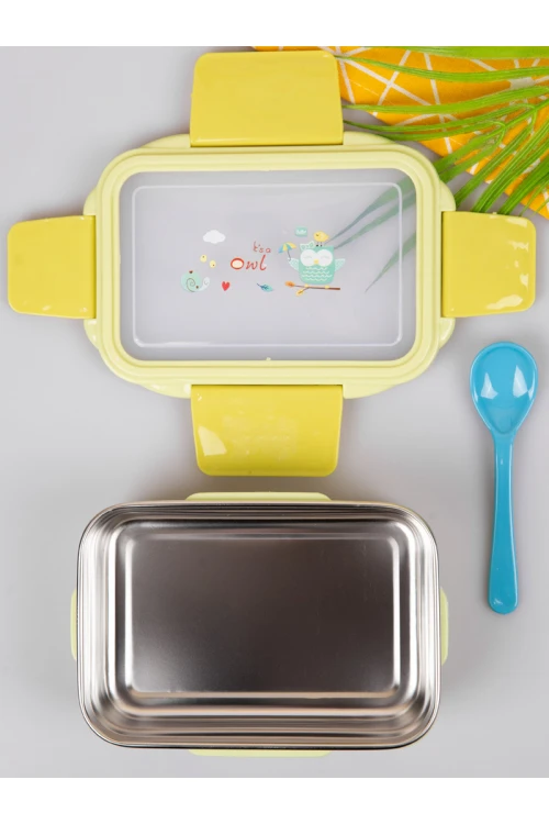 حافظة طعام بغطاء شفاف و ملعقة