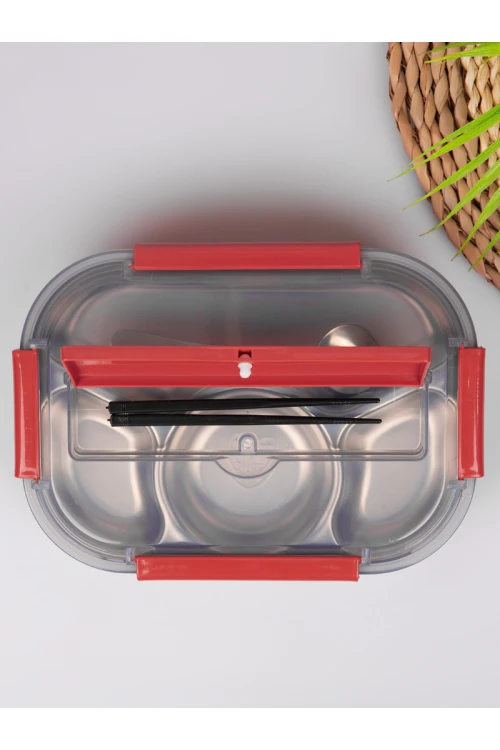حافظة طعام بغطاء محكم مع أدوات طعام