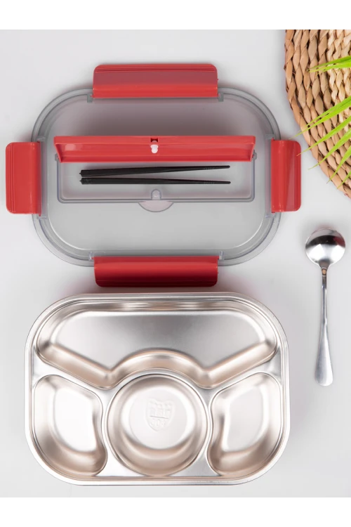 حافظة طعام بغطاء محكم مع أدوات طعام