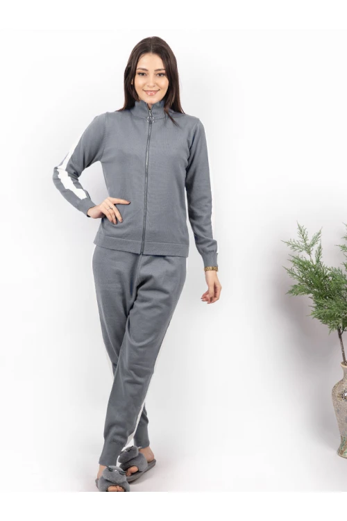 طقم شتوي بسحاب إغلاق بأكمام طويلة