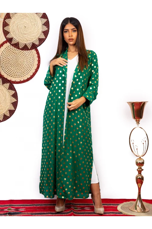 جلابيه  قطعتين بطبعات ذهبيه