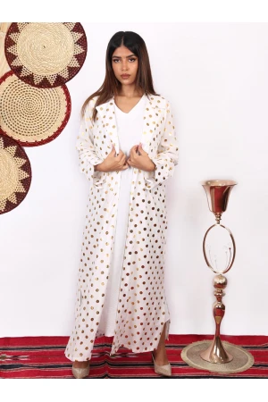 جلابيه  قطعتين بطبعات ذهبيه