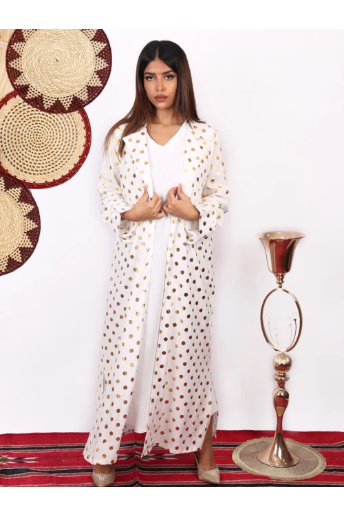 جلابيه  قطعتين بطبعات ذهبيه