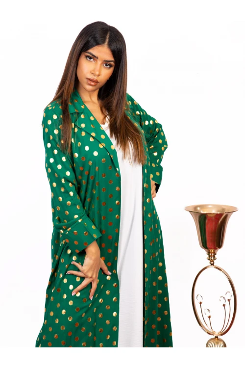 جلابيه  قطعتين بطبعات ذهبيه