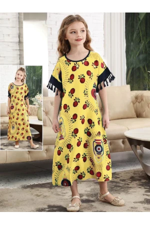 جلابية قطن ميدي فضفاضة مزينة بطبعات