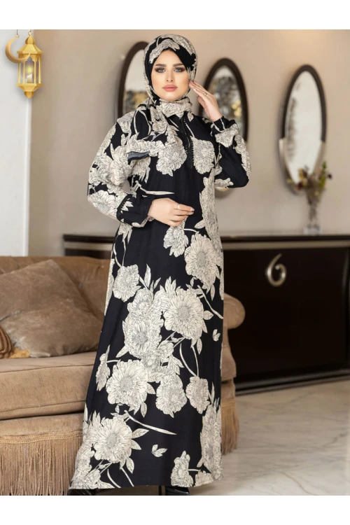 شرشف صلاة  مشجر يتميز بسحاب مع طرحة