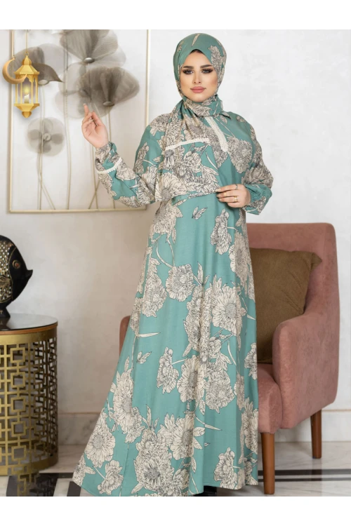 شرشف صلاة  مشجر يتميز بسحاب مع طرحة