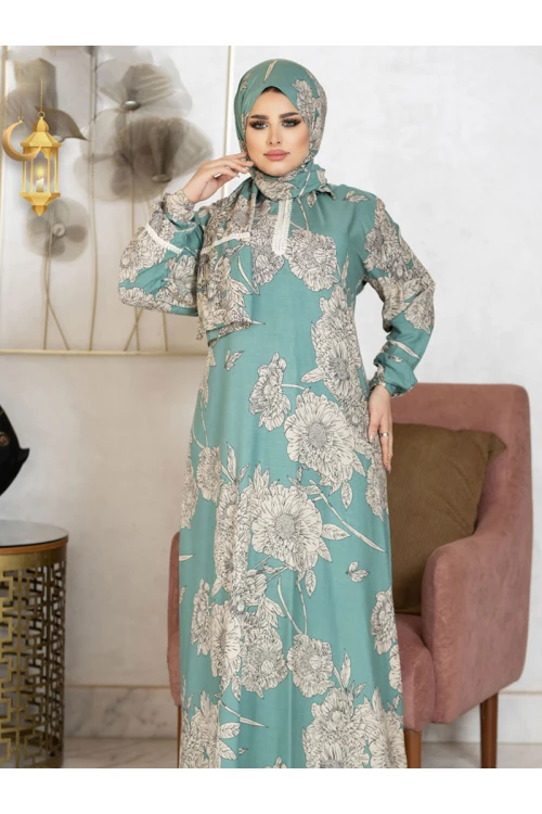 شرشف صلاة  مشجر يتميز بسحاب مع طرحة