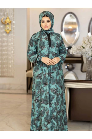 شرشف صلاة مشجر يتميز بسحاب مع طرحة