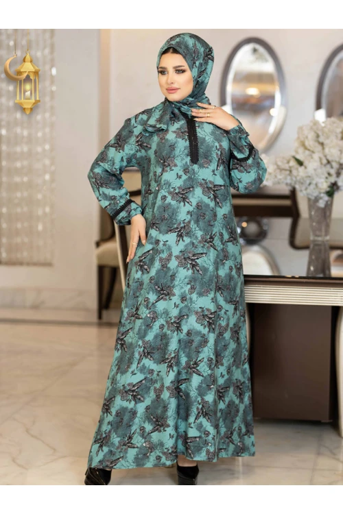 شرشف صلاة مشجر يتميز بسحاب مع طرحة