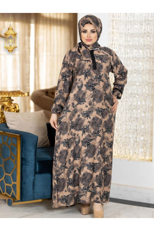 شرشف صلاة مشجر يتميز بسحاب مع طرحة