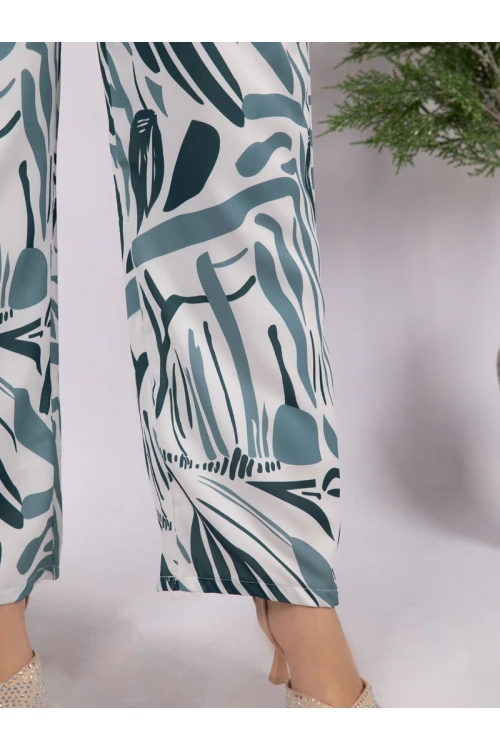 طقم بنطلون طويل مشجر مع بلوزة مشجرة