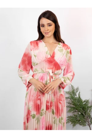 فستان قصير مشجر بأكمام طويلة