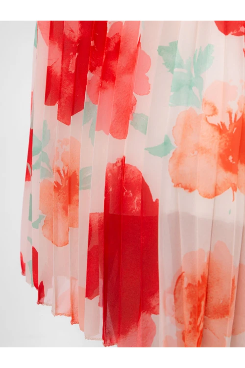 فستان ميدي مشجر بأكمام طويلة