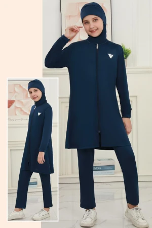 مايوه نسائي اسود ثلاث قطع سحاب امامي