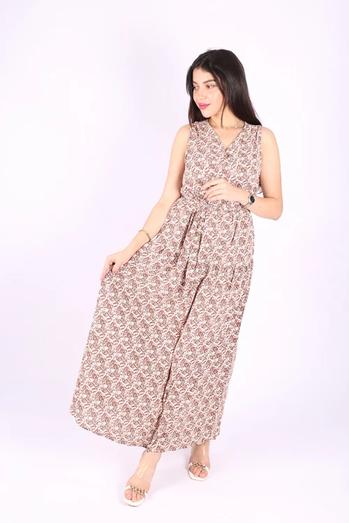 فستان صيفي مشجر بدون اكمام