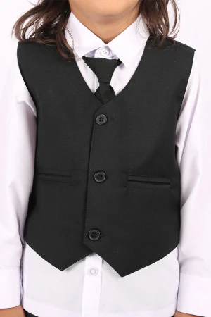 طقم بدلة روضة 5 قطع لون اسود بقميص ابيض