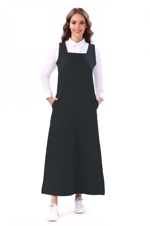 مريول متوسط سادة بقصه مربع جيوب اماميه