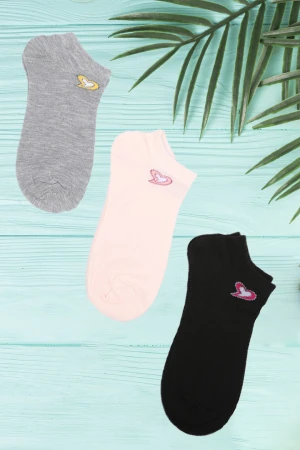 طقم جوارب 3 أزواج مزين بطبعات