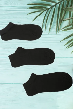 طقم جوارب 3 أزواج اسود ساده 