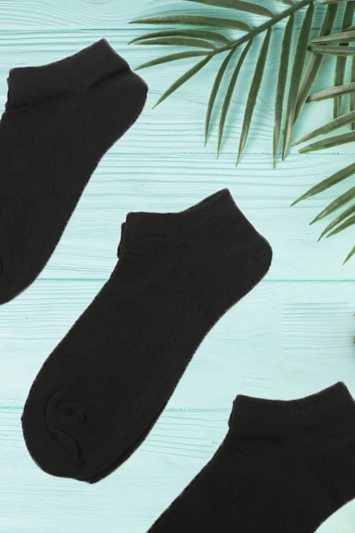 طقم جوارب 3 أزواج اسود ساده