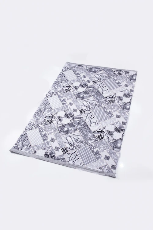 سجاد شكل مربعات متداخلة لون رمادي مقاس 180*120