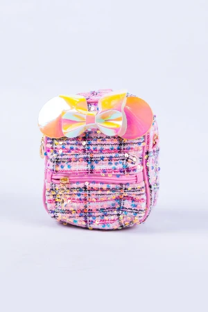 حقيبة أطفال ظهر ترتر جيوب خارجية وفيونكة