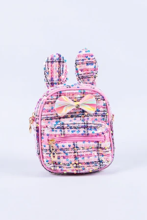 حقيبة أطفال ظهر ترتر جيوب خارجية وفيونكة صغيرة