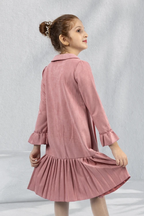 فستان بناتي شتوي بياقه