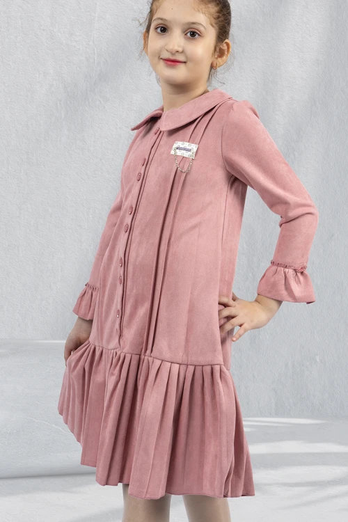 فستان بناتي شتوي بياقه