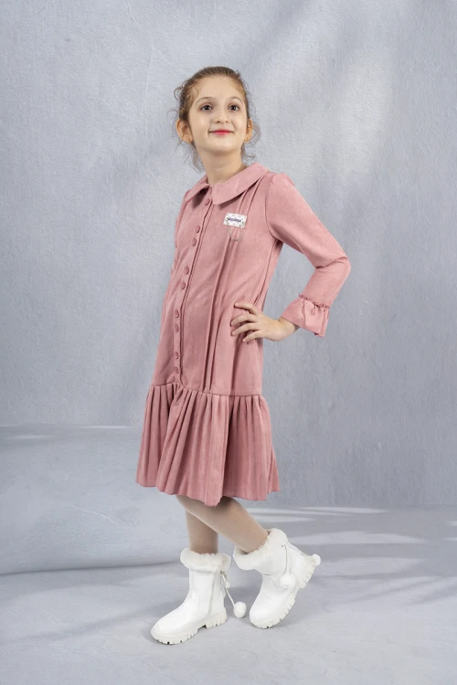 فستان بناتي شتوي بياقه