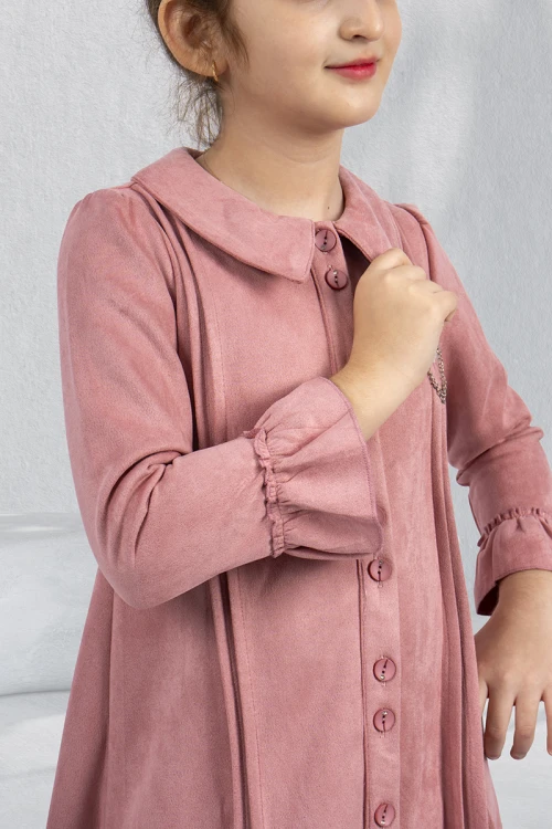 فستان بناتي شتوي بياقه