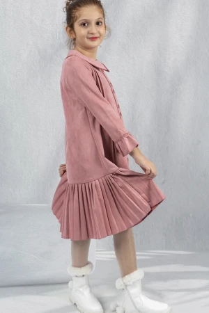 فستان بناتي شتوي بياقه