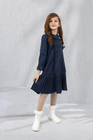 فستان بناتي شتوي بياقه