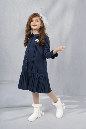 فستان بناتي شتوي بياقه