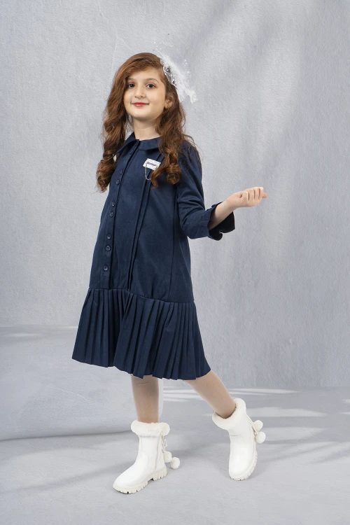 فستان بناتي شتوي بياقه