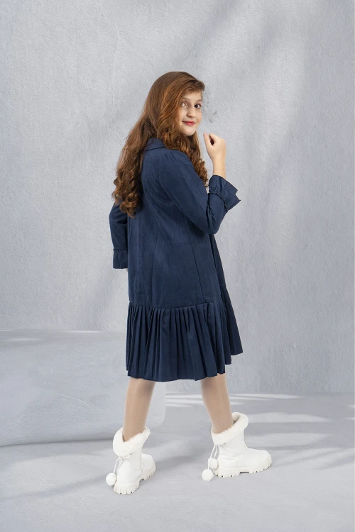 فستان بناتي شتوي بياقه