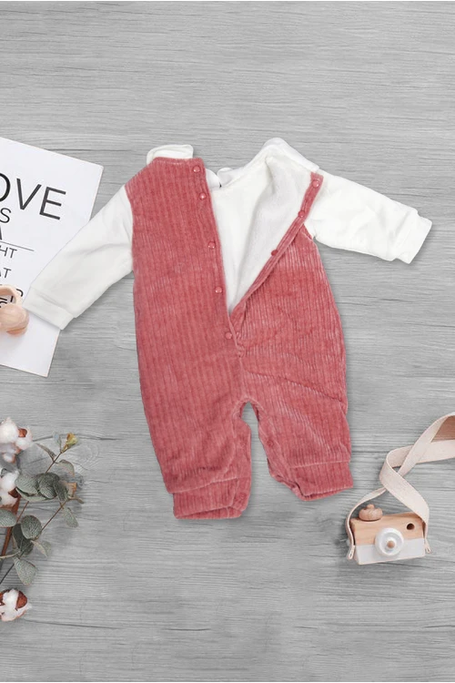 أفرول بناتي شتوي بلونين قميص بياقة مع شيال بفيونكة وأزرار إغلاق