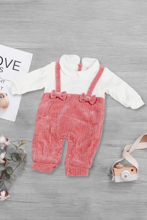 أفرول بناتي شتوي بلونين قميص بياقة مع شيال بفيونكة وأزرار إغلاق