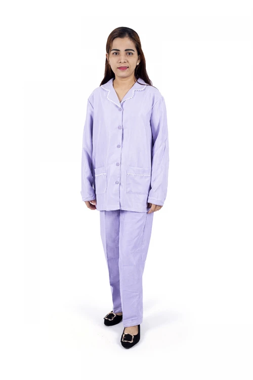 زي عاملة قطعتين أكمام طويلة  بجيوب و ياقة بأزرار أمامية