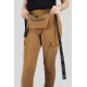 بنطلون نسائي شتوي أنيق مبطن لون كركمي بجيوب أمامية وحزام بشكل شنطة منفصل ومطاط أسفل الرجل