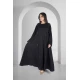 عباية سوداء كلوش انيقة أزرار قفل اماميةخطوط طولية مطرزة بالكريستال من الأمام و الأكتاف