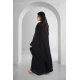 عباية سوداء كلوش انيقة أزرار قفل اماميةخطوط طولية مطرزة بالكريستال من الأمام و الأكتاف