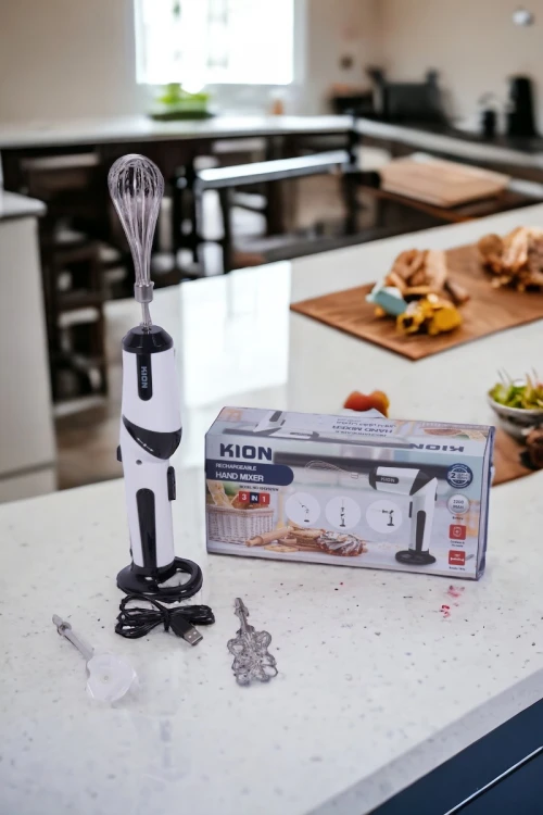 مضرب خفق يدوي 3 في 1 قابل للشحن مع الملحقات ماركة كيون 2200 مللي أمبير